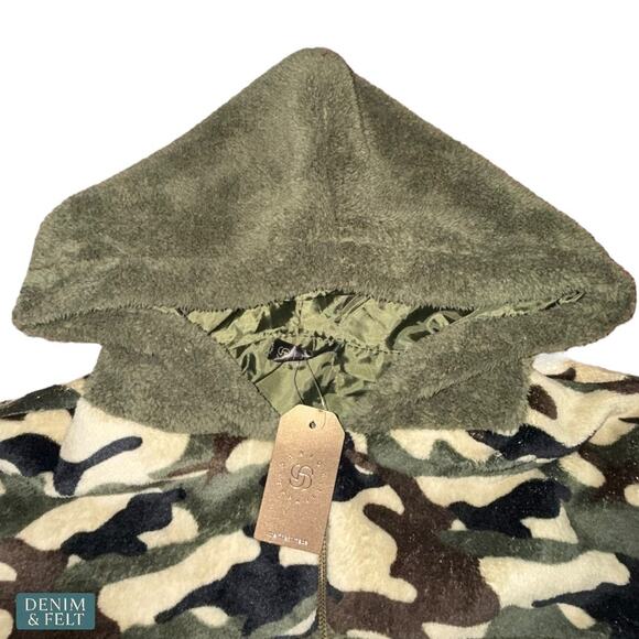 Canice Apparel Olive Camo Zip Fleece Hoodie Cozy Sherpa Jacket Outdoors~NEW - Picture 4 of 9